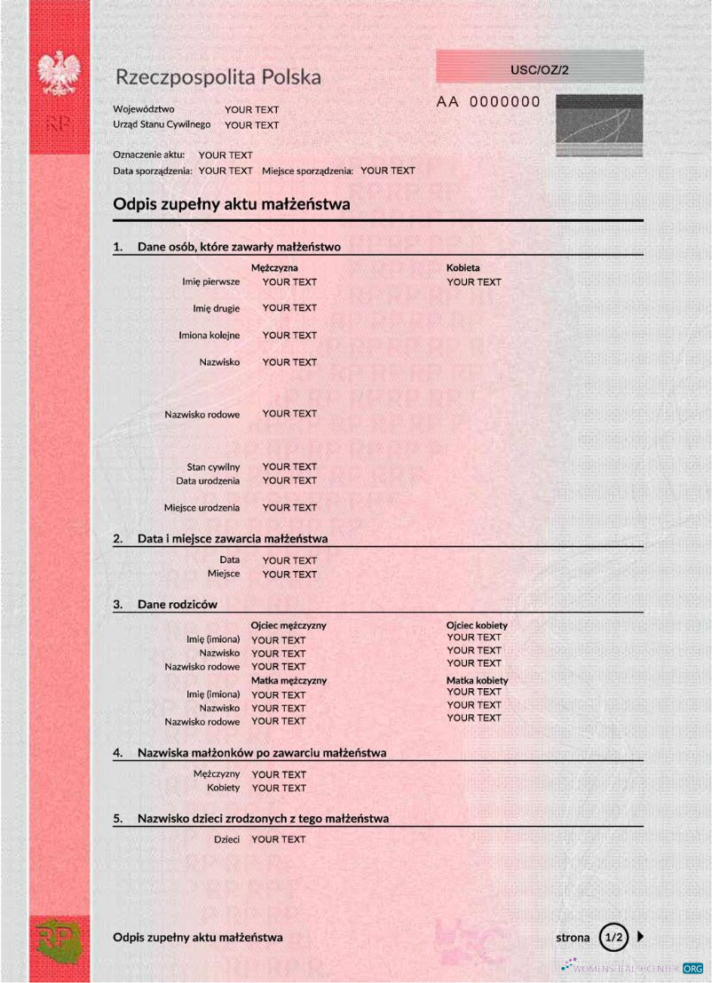Download Poland marriage certificate PSD 1 Photoshop template
